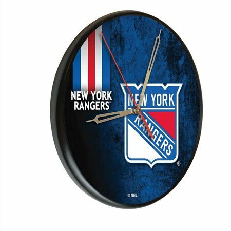 HOLLAND BAR STOOL CO New York Rangers 13" Solid Wood Clock WClkPBlk03NYRang